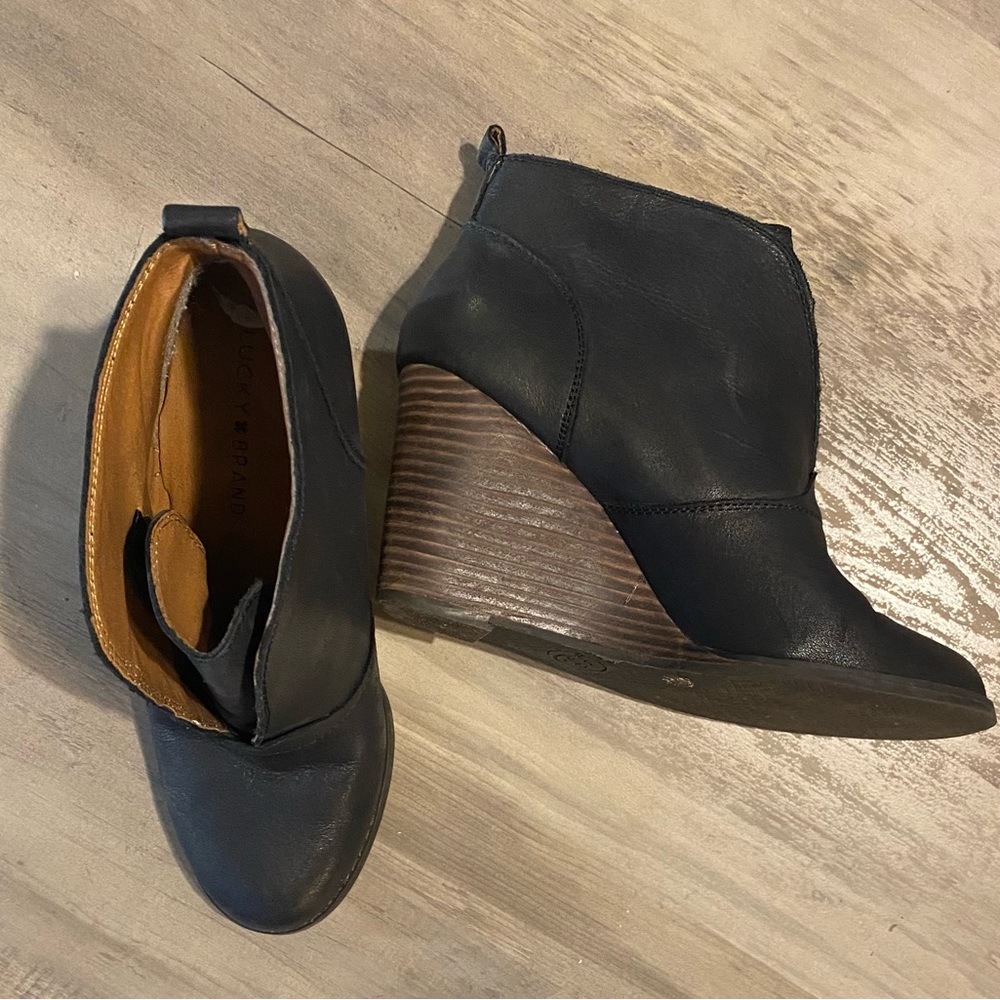 Lucky Brand wedge boots.